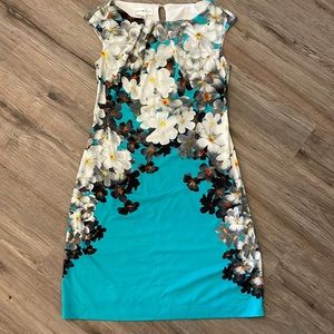 Teal Blue Floral Dress
